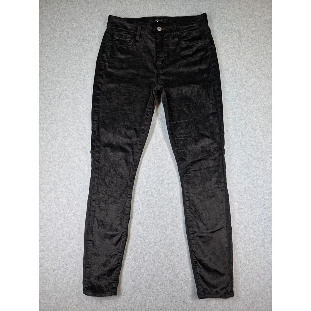 7 For All Mankind Womens Black Velvet Skinny Ankle Pants AU8121037 Size 29